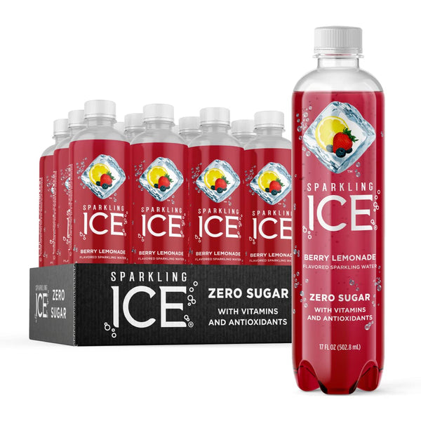 Sparkling Ice, Berry Lemonade Sparkling Water, Zero Sugar Flavored Water, 17oz (12 Pack)