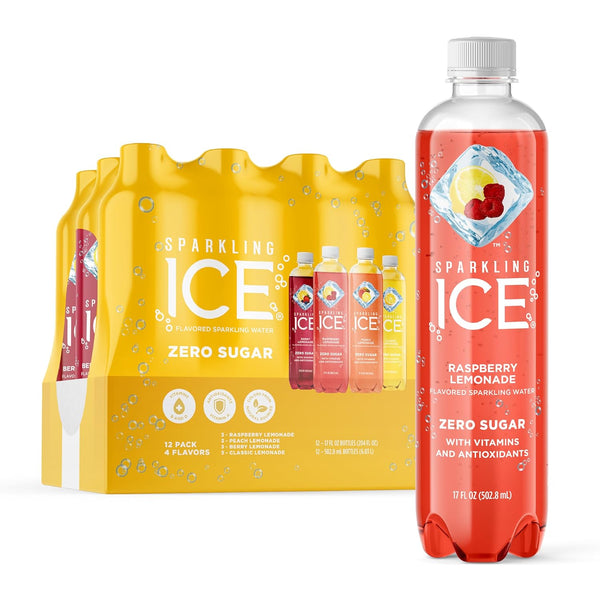 Sparkling Ice Lemonade Variety Pack, Sparkling Water, Zero Sugar Flavored Water, 17oz, (12 Pack)