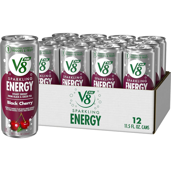 V8 +SPARKLING ENERGY Black Cherry Energy Drink, 11.5 FL OZ Can