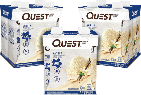 Quest Protein Shake, Vanilla, 30g Protein, 4-12 Pack