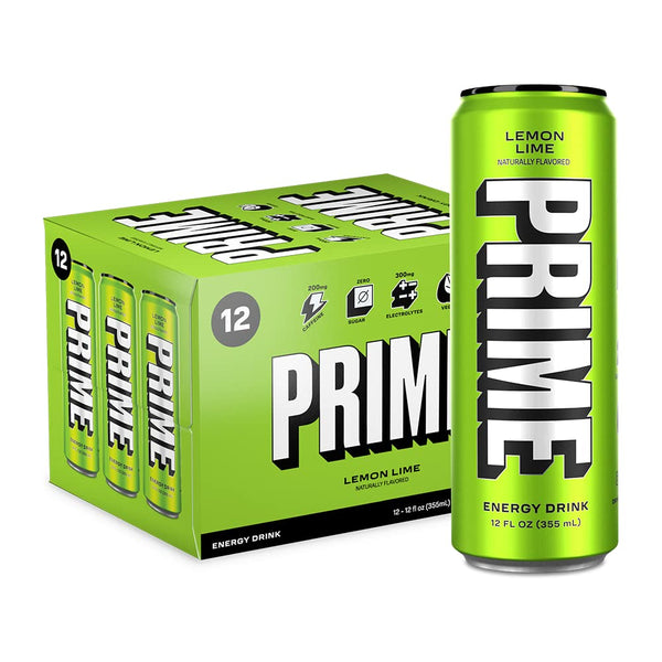 PRIME Energy LEMON LIME | Zero Sugar Energy Drink 12oz, 12-24 Pack