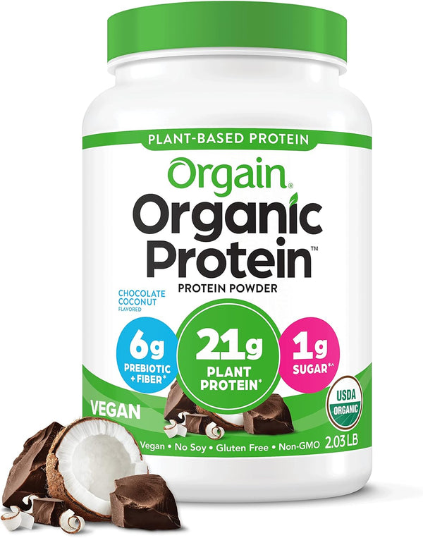 Orgain Organic Vegan Protein Powder, Chocolate Coconut 21g, 2.03lb