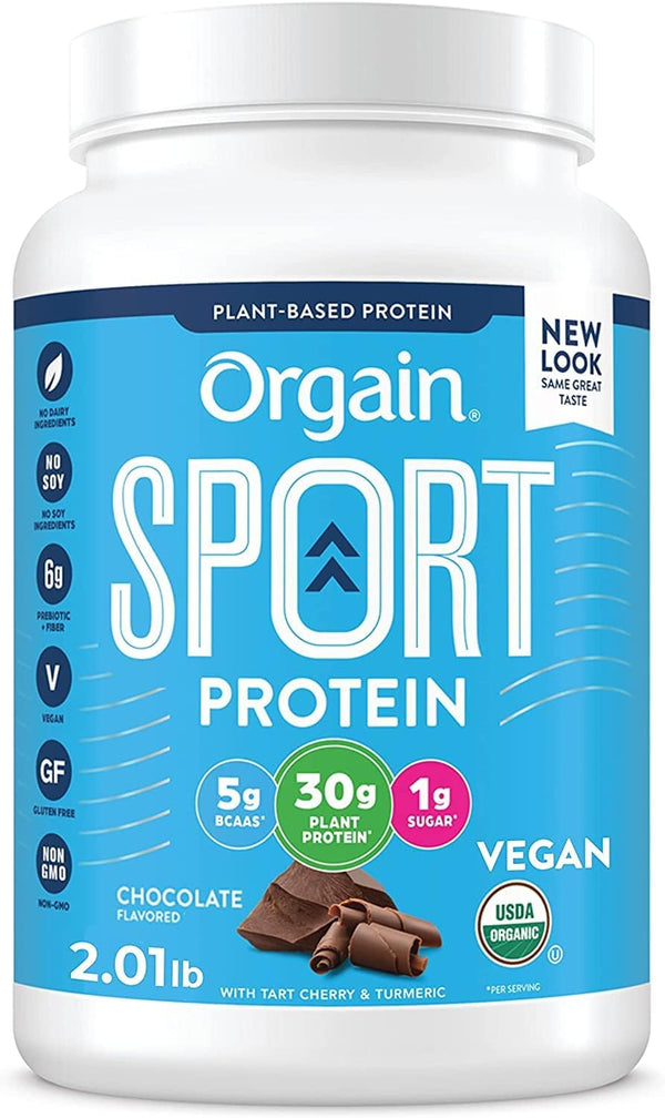 Orgain Organic Sport Vegan Protein Powder, Chocolate, 30g Plant Based Protein, 2.01lb