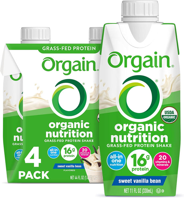 Orgain Organic Protein Shake, Vanilla Bean 16g, 11 Fl Oz Pack of 4-12 Ct