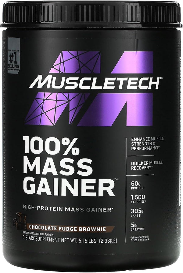 MuscleTech 100% Mass Gainer Protein Powder Chocolate, 5.15 Pound