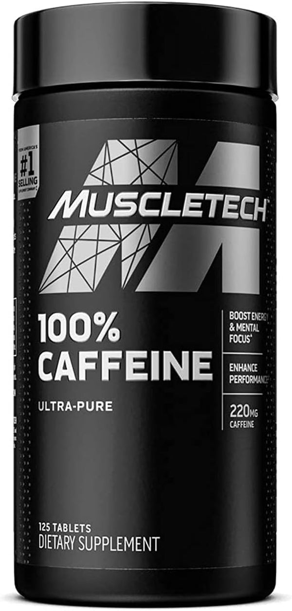 MuscleTech 100% Caffeine Energy Supplements, Sports Nutrition, 125 Count