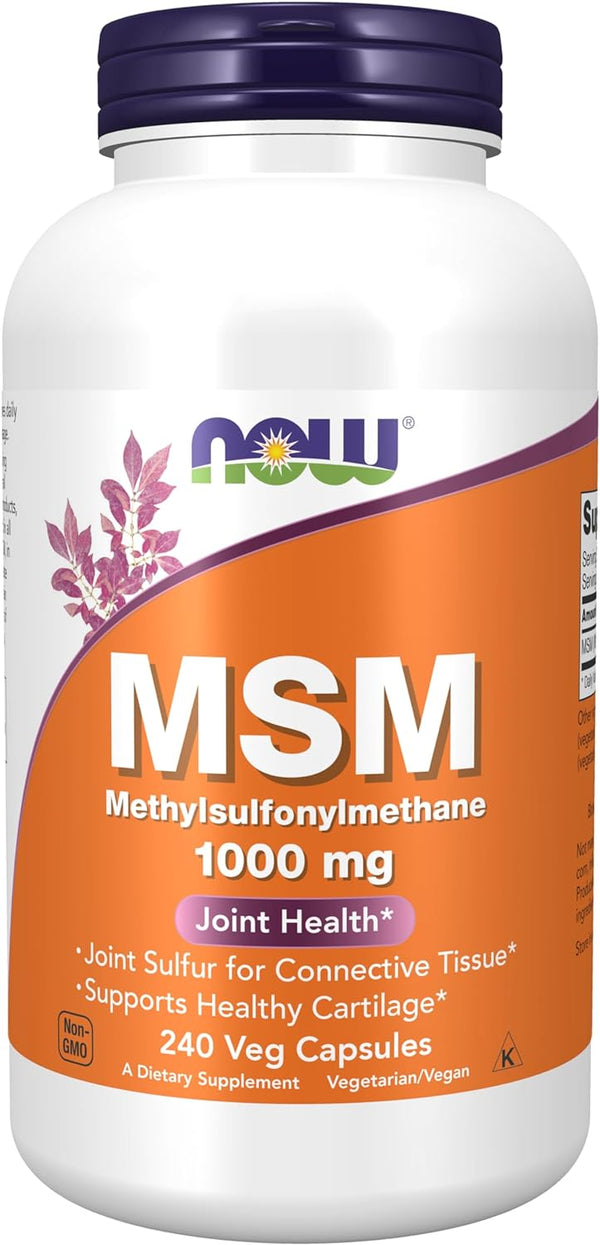 NOW Supplements, MSM (Methylsulfonylmethane) 1,000 mg, Joint Health, 240 Veg Capsules