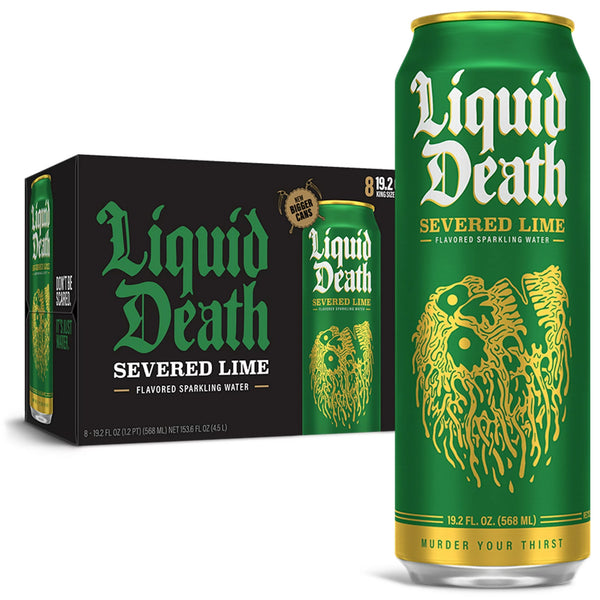 Liquid Death Sparkling Water, Severed Lime, 19.2oz King Size Cans (8-Pack)