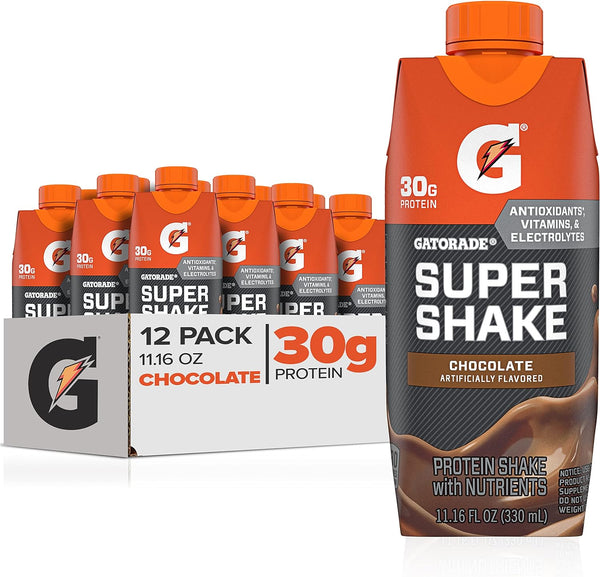 Gatorade Super Shake Protein Shake, Chocolate, 11.16oz, 4-12 Pack