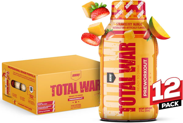 REDCON1 Total War Ready to Drink Pre Workout (Strawberry Mango, 12 Servings)