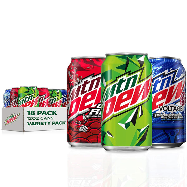 Mountain Dew 3 Flavor Core Variety Pack, 12oz (18 Pack)