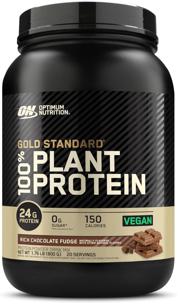 Optimum Nutrition Gold Standard 100% Plant Based Protein Powder, Rich Chocolate Fudge, 20 Servings