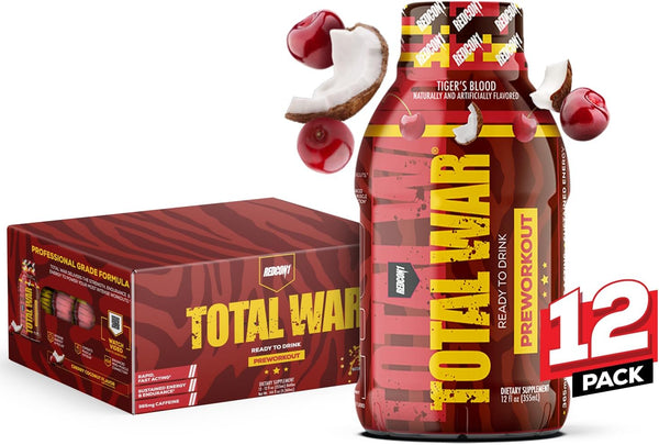 REDCON1 Total War Ready to Drink Pre Workout (Tiger's Blood, 12 Servings)