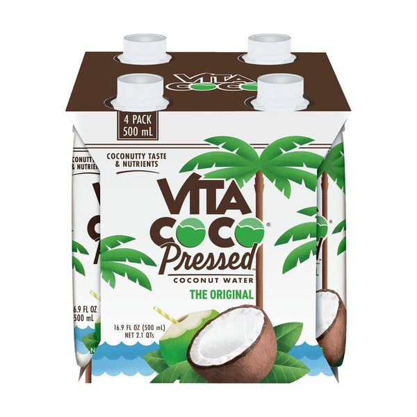 Vita Coco Pressed Coconut Water, Pressed Coconut, 16.9 fl oz (4-12 pack)