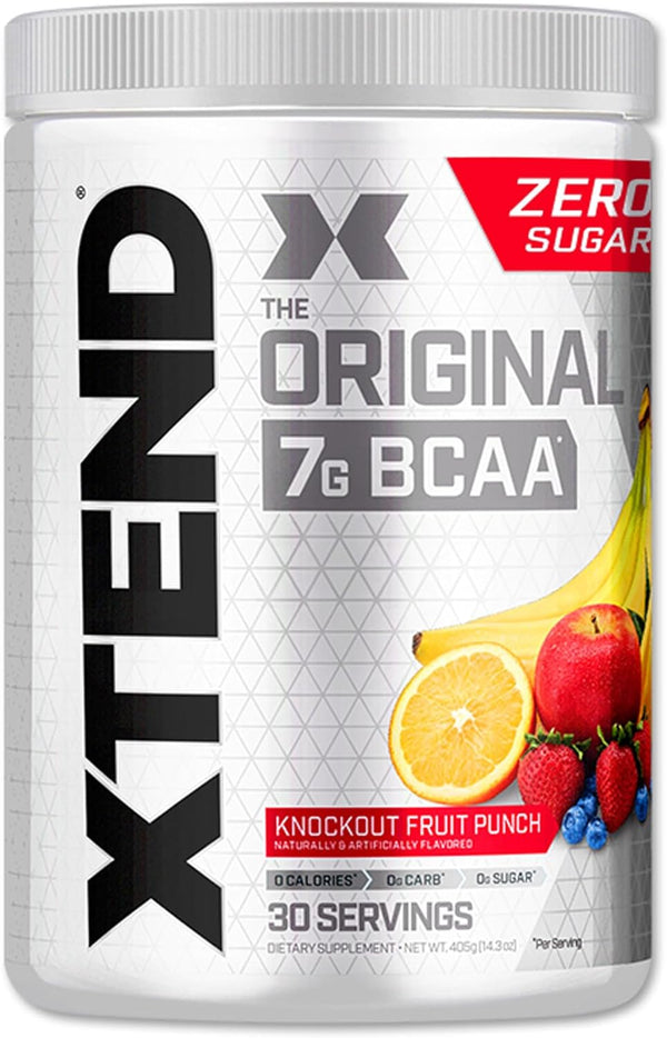 XTEND Original BCAA Powder Knockout Fruit Punch , 7g BCAAs for Men & Women 30 Servings