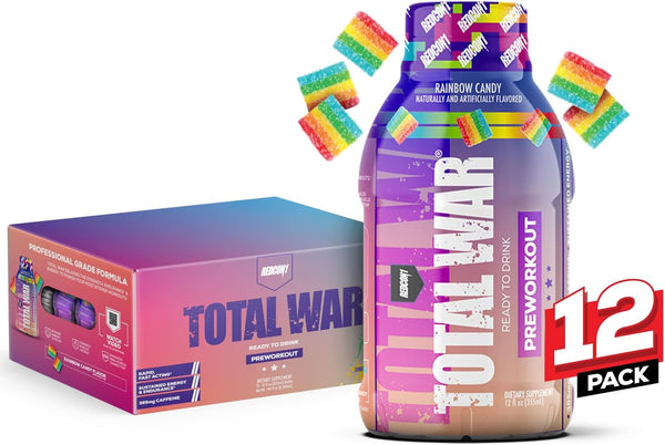 REDCON1 Total War Ready to Drink Pre Workout (Rainbow Candy, 12 Servings)