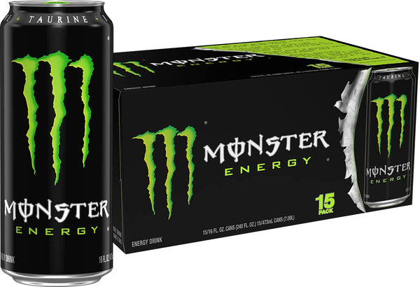 Monster Energy Drink, Green, Original, 16oz (15 Pack)