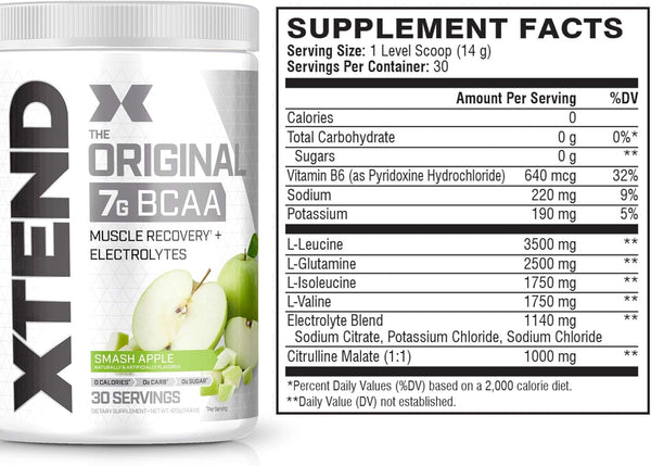 XTEND Original BCAA Powder Smash Apple ,7g BCAAs for Men & Women 30-90 Servings