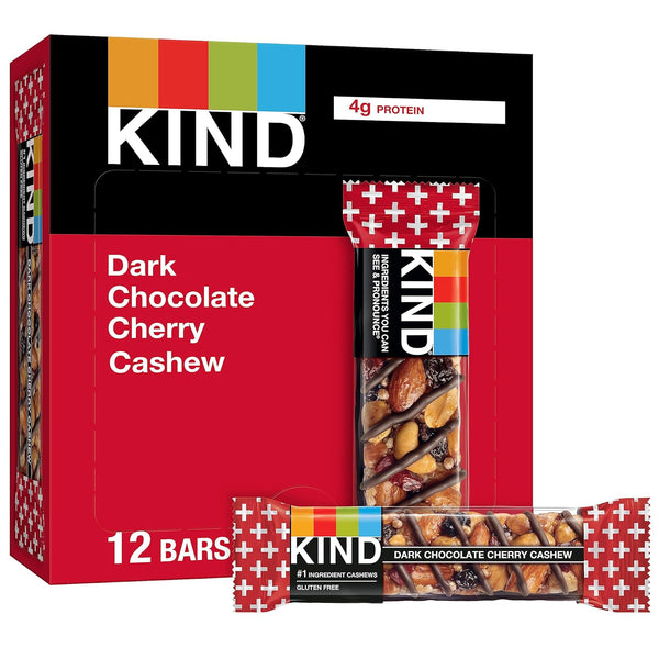 KIND Bars, Dark Chocolate Cherry Cashew, Healthy Snacks, 12 Count