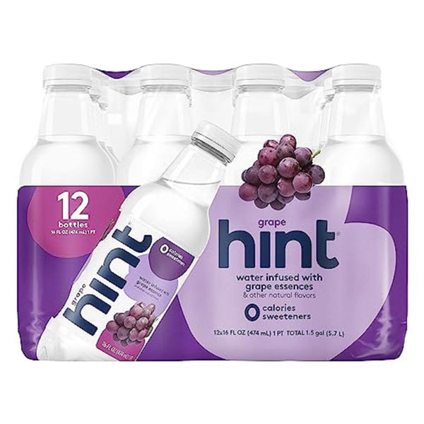 Hint Water Grape, Zero Sugar, Zero Calories, 16oz (12 Pack)