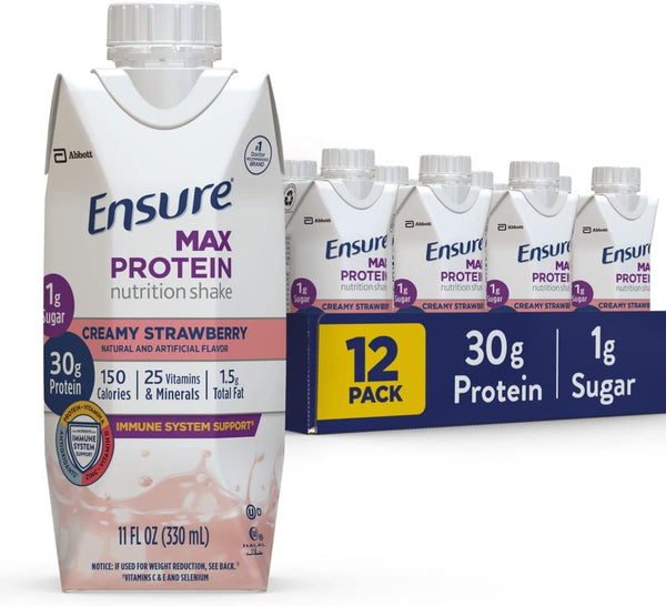 Ensure Max Protein Nutrition Shake - Creamy Strawberry | 4-12 Pack