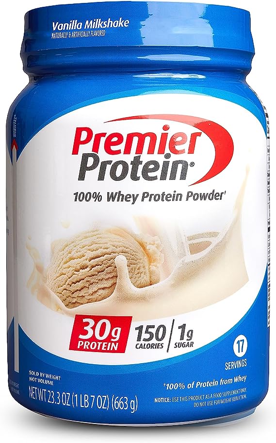 Premier Protein 100%, Vanilla Milkshake, 30g Protein, 23.3 oz, 1.7 lb