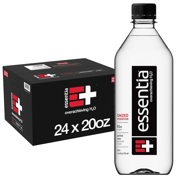 Essentia Bottled Water, Ionized Alkaline Water, 20oz | 24 Pack