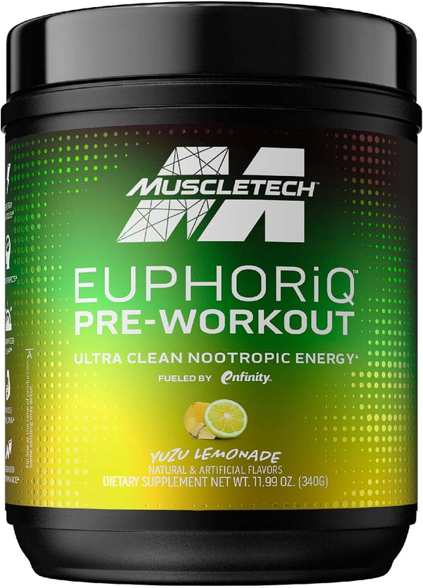 MuscleTech Pre Workout Powder EuphoriQ PreWorkout, Yuzu Lemonade (20 Servings)