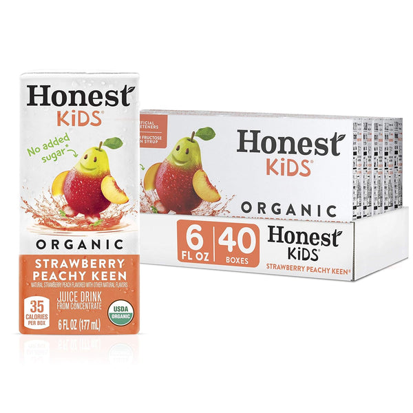 Honest Kids Strawberry Peachy, Juice Drink, 6oz, (40 Pack)