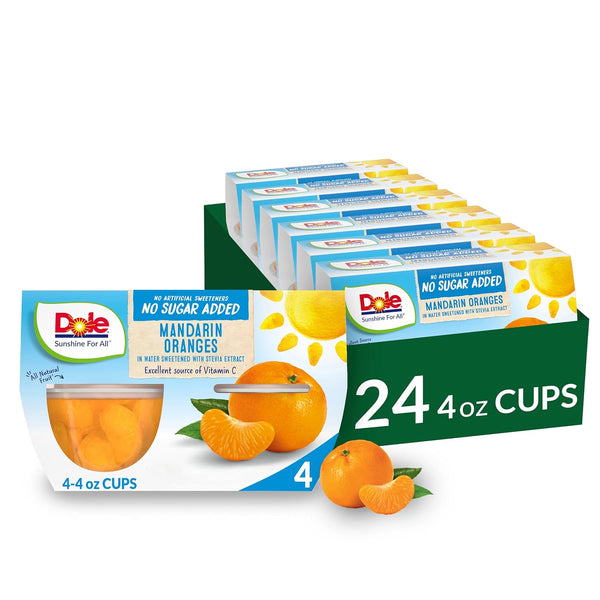 Dole Fruit Bowls Mandarin Oranges in 100% Fruit Juice, 4oz (12-24 Cups)