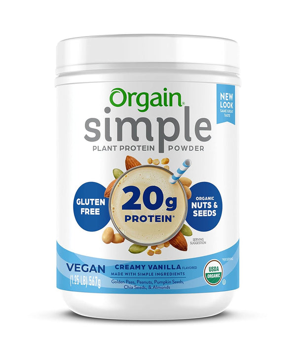 Orgain Simple Organic Vegan Plant Based Protein Powder, Vanilla, 20g Protein, 1.25 lb