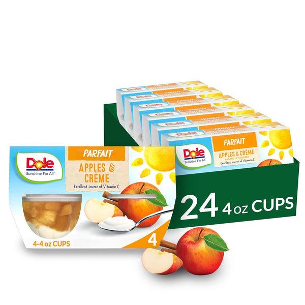 Dole Fruit Bowls Low Fat Apples & Creme Parfait Snacks ,4oz(24 pack)