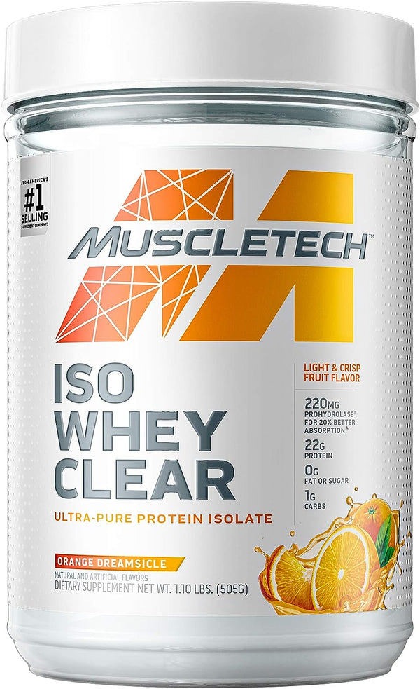 Muscletech Iso Whey Clear Ultra-Pure Protein Powder, Orange Dreamsicle, 1.1 Pound