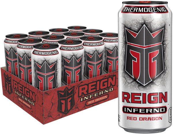 Reign Inferno Red Dragon, Thermogenic Fuel, Fitness and Performance Drink, 16oz (12 Pack)