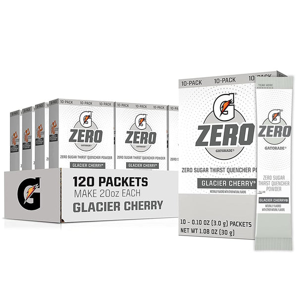 Gatorade G Zero Powder, Glacier Cherry , 10 Ct (12 Pack)