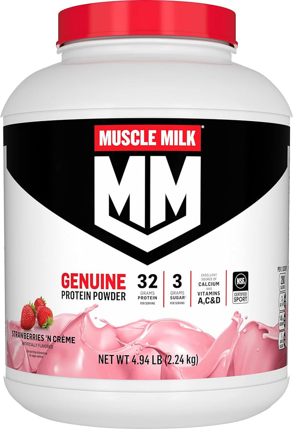 Muscle Milk Genuine Protein Powder, Strawberries ‘N Crème, 1.930-5 Pounds