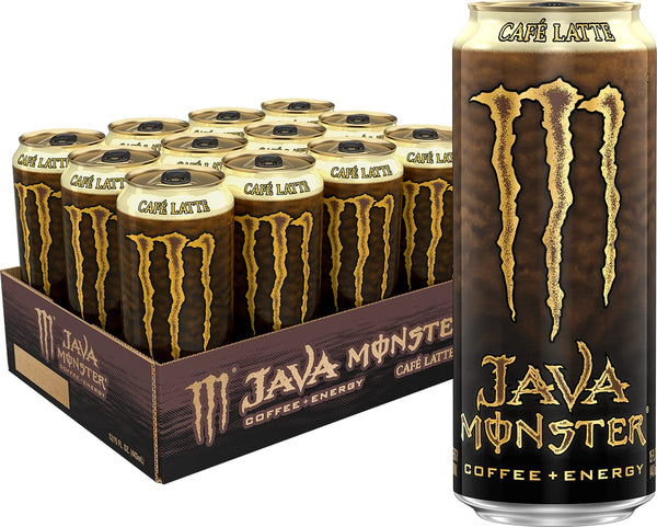 Monster Energy Java Café Latte, Coffee + Energy Drink, 15oz (12 Pack)