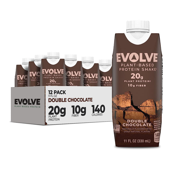 Evolve Plant Based Protein Shake - Double Chocolate | 4-12 Pack