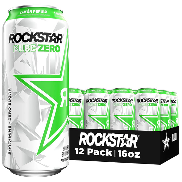 Rockstar Energy Drink Pure Zero - Limon Pepino | 12 Pack