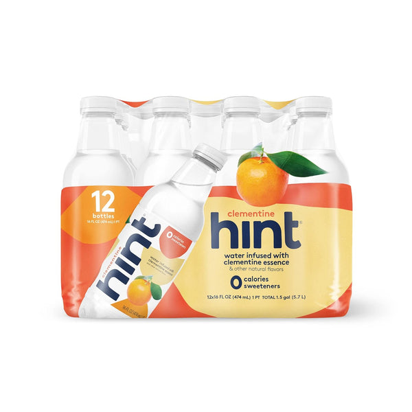 Hint Water Clementine, 16oz Bottles, Zero Sugar, (12 Pack)