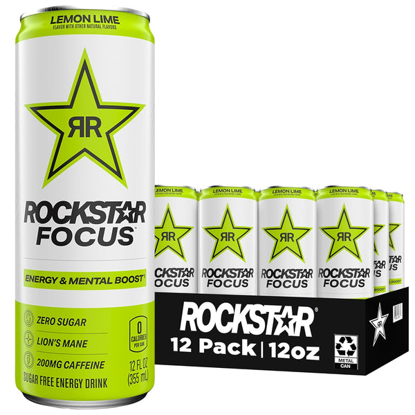 Rockstar Focus Energy Drink - Lemon Lime | 12 Pack