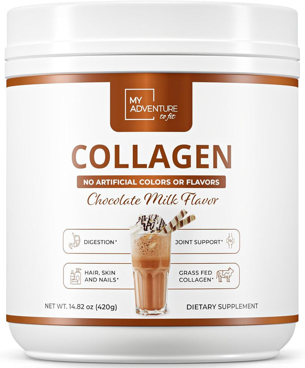 Hydrolyzed Collagen Powder for Women - Grass Fed Collagen Powder for Muscle Growth & Chocolate Collagen Protein Powder, Chocolate Milk 420g