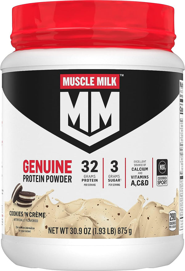 Muscle Milk Genuine Protein Powder, Cookies 'N Crème, 1.93 Pounds