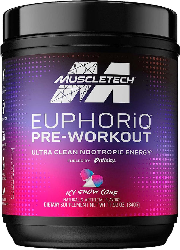 MuscleTech Pre Workout Powder EuphoriQ PreWorkout, ICY Snow Cone (20 Servings)