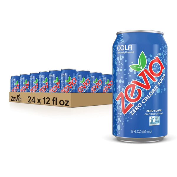 Zevia Zero Calorie Soda, Cola, 12oz Cans (24 Pack)