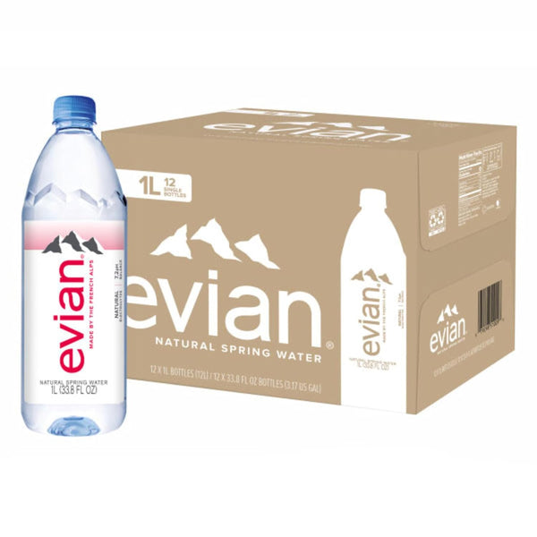 evian Natural Spring Water, 33.81 Fl Oz (Pack of 12)