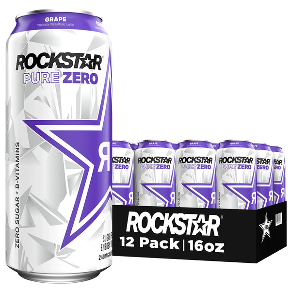 Rockstar Pure Zero Sugar Energy Drink - Grape | 12 Pack