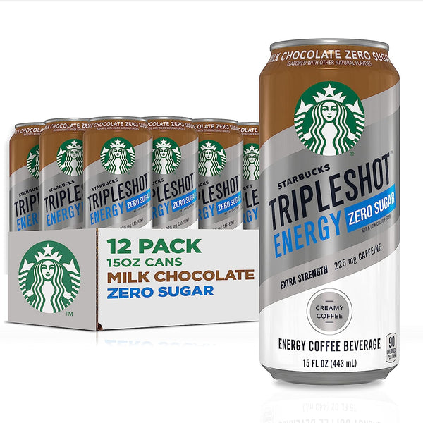 Starbucks Tripleshot Zero Sugar Energy Coffee Beverage, Milk Chocolate, 15oz cans (12 Pack)