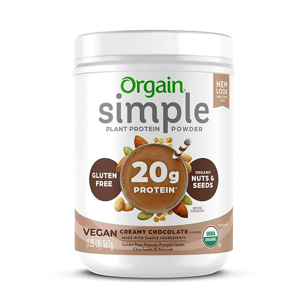 Orgain Organic Simple Vegan Protein Powder, Chocolate  20g Plant Based Protein, 1.25lb