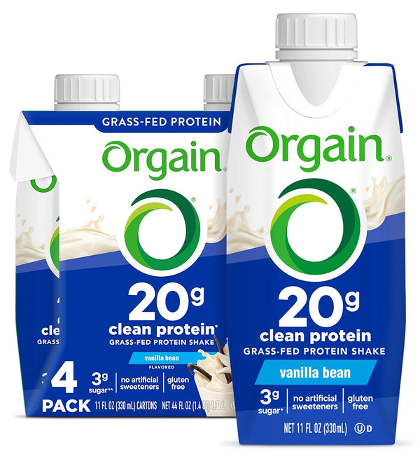 Orgain Protein Shake, Vanilla Bean, 11 Fl Oz Pack of 4-12 Pack